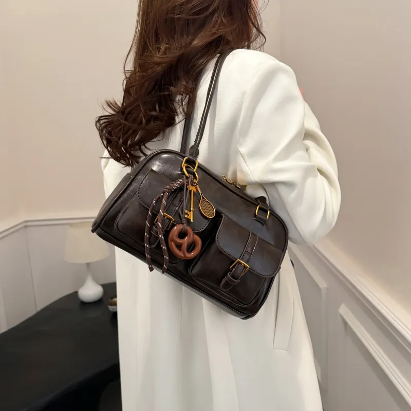 REDOO PU Shoulder Bag Women's Brown/Coffee/Black-22