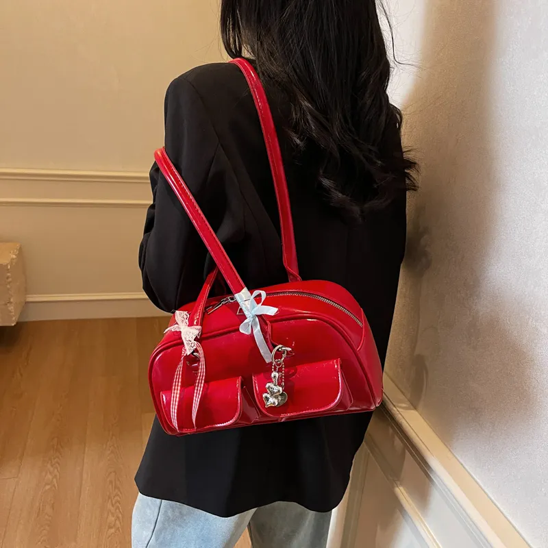REDOO PU Shoulder Bag Women's Ecru/Pink/Blue/Burgundy/Black-7