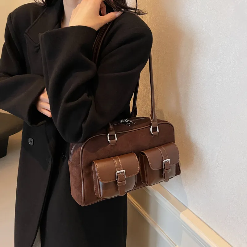 REDOO PU Shoulder Bag Women's Brown/Coffee/Black-7
