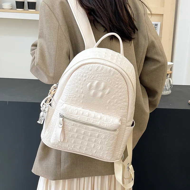REDOO PU Backpack Women's White/Black-1