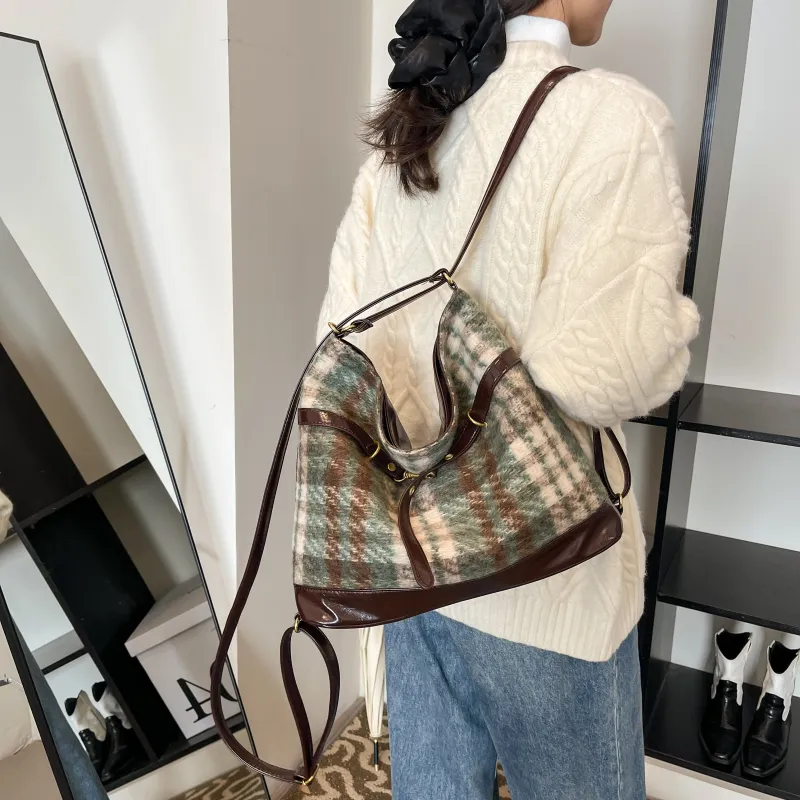 REDOO Woolen Handbag, Shoulder Bag, Crossbody Bag, Backpack Regular Women's Multicolor-9
