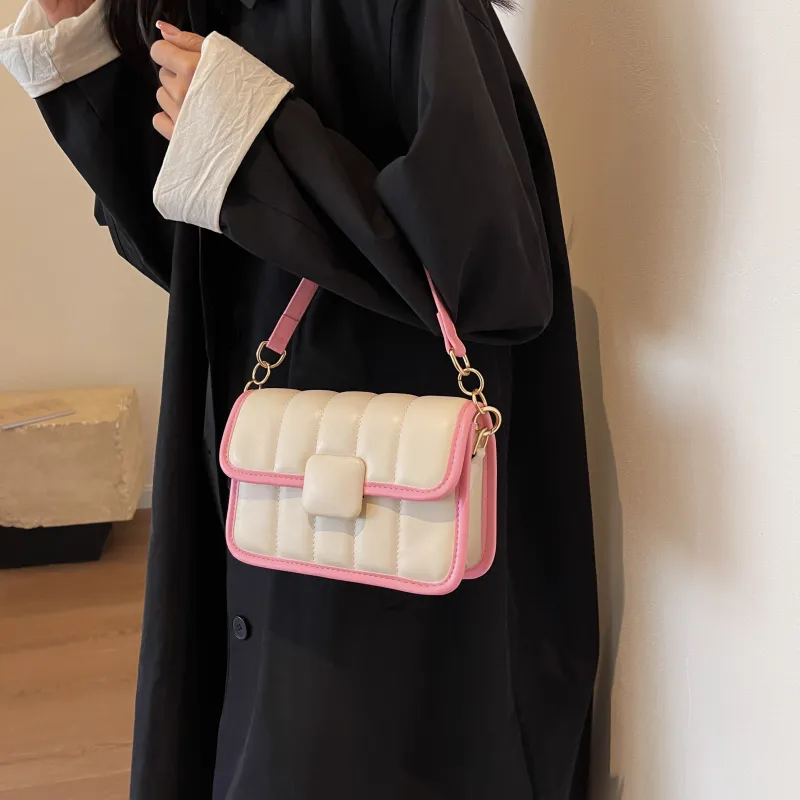REDOO PU Portable Crossbody Bag, Shoulder Bag Regular Women's White & Pink/White & Black/Silver & Pink-3