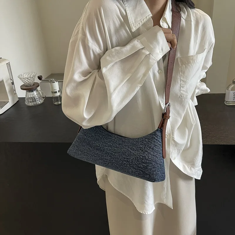 REDOO Denim Shoulder Bag Women's Light Blue/Dark Blue/Dark Tea-7