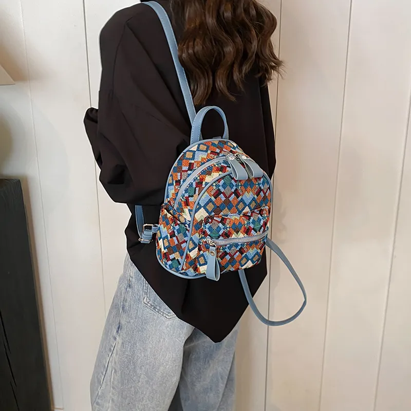 REDOO Pu Backpack Women's Diamond Pattern Blue, Diamond Pattern Beige Yellow, Butterfly Silver, Butterfly Pink-9