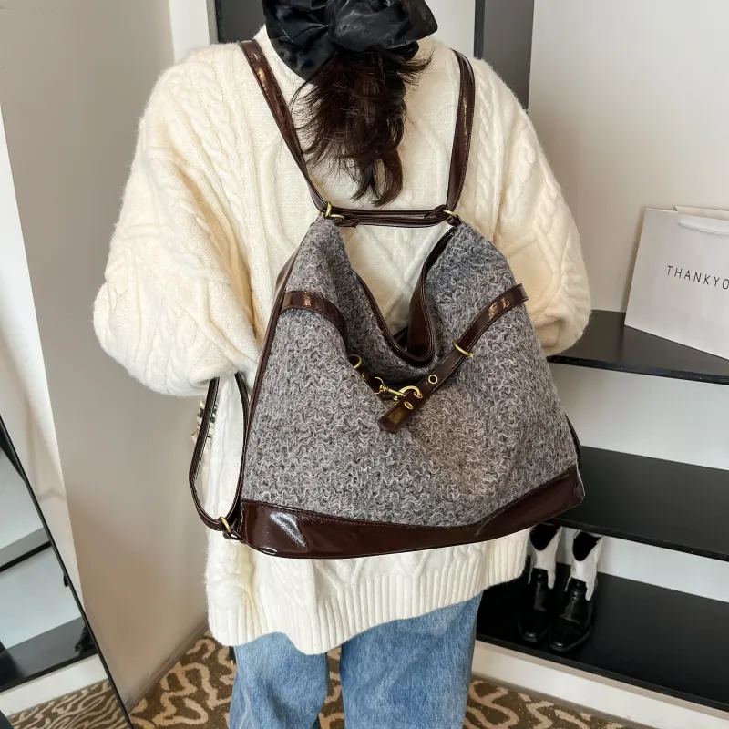 REDOO Woolen Handbag, Shoulder Bag, Crossbody Bag, Backpack Regular Women's Multicolor-14