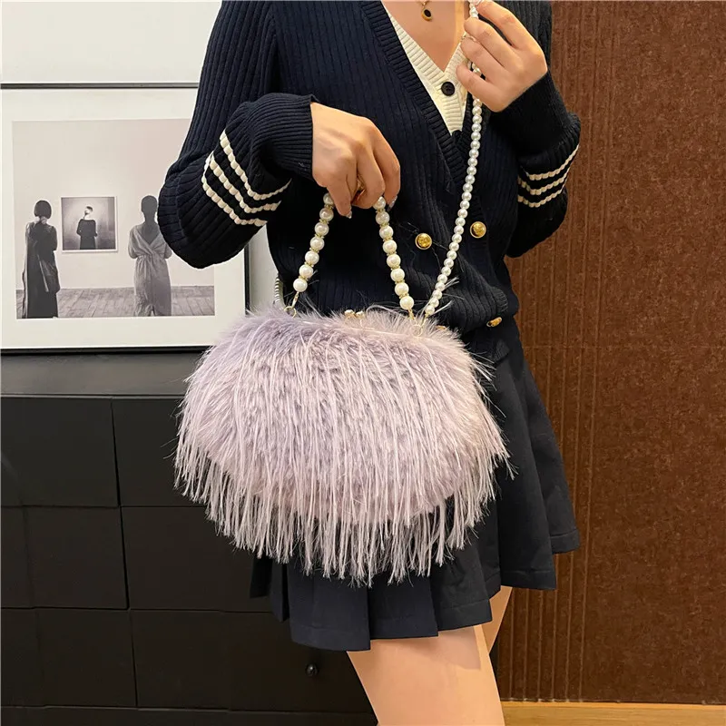 REDOO Plush Handbag Women's White/Pink/Khaki/Black/Purple-18