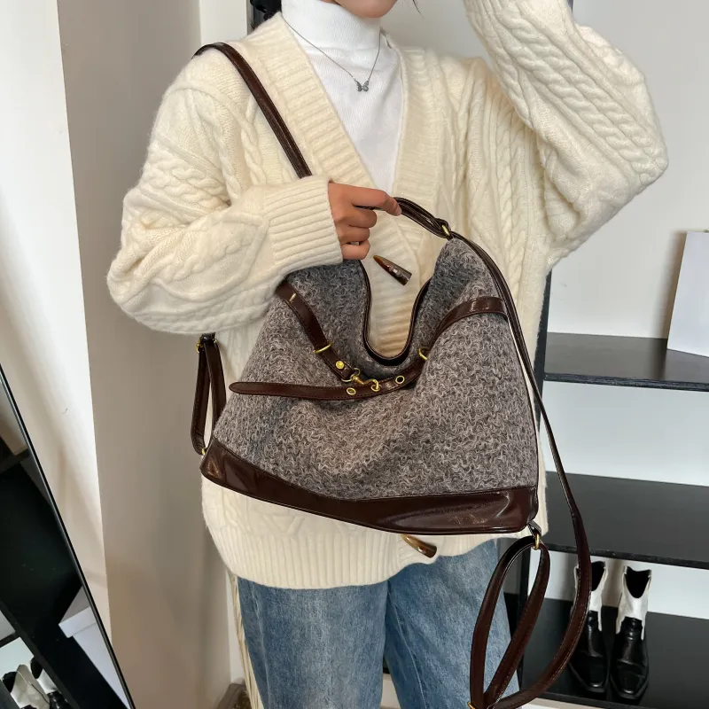 REDOO Woolen Handbag, Shoulder Bag, Crossbody Bag, Backpack Regular Women's Multicolor-15