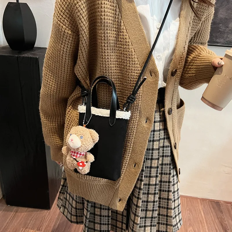 REDOO Suede Handbag Regular Women's Brown/Coffee/Black/Leopard Print-9