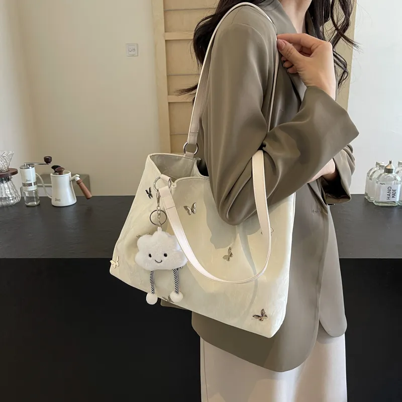 REDOO PU Tote Bag, Shopping Bag, Handbag, Shoulder Bag Women's Ecru/Silver/Blue/Black-1