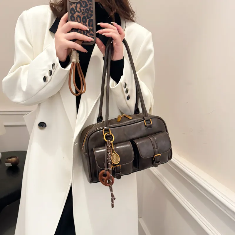 REDOO PU Shoulder Bag Women's Brown/Coffee/Black-21