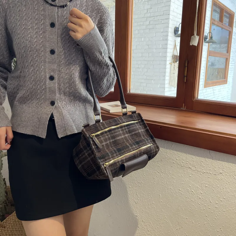 REDOO Woolen Crossbody Bag, Handbag Regular Women's Black/Coffee/Brown-11