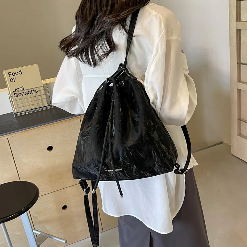 REDOO PU Double Shoulder Portable Crossbody Bag, Shoulder Bag Women's Ecru/Silver/Black-13