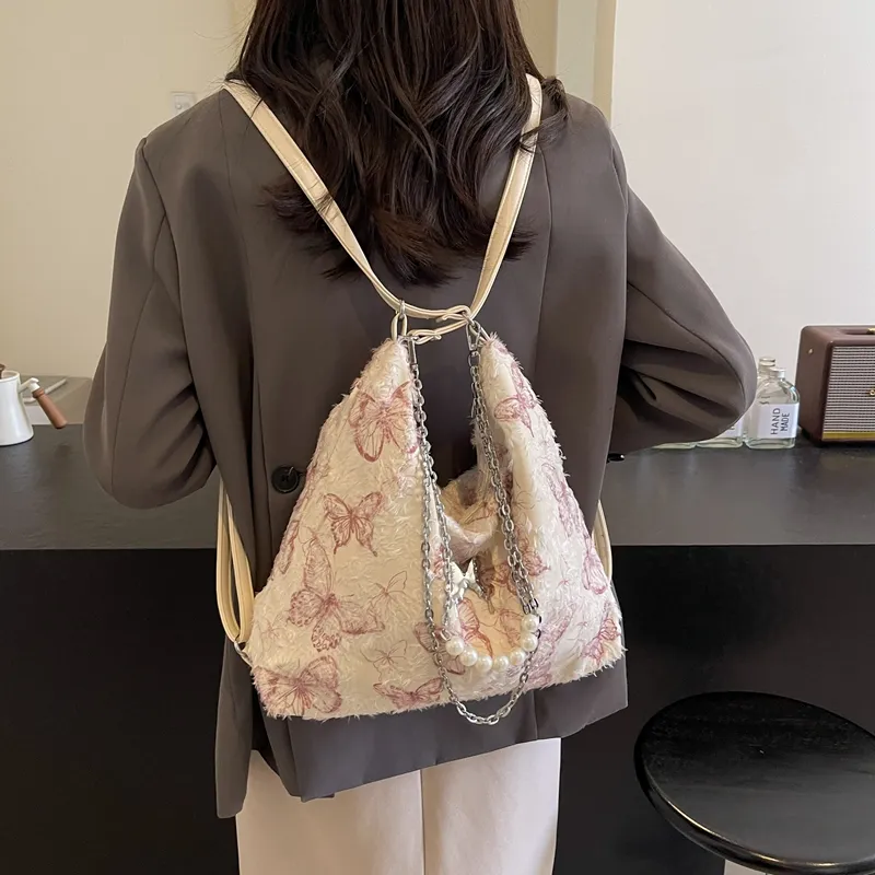 REDOO PU Portable Double Shoulder Backpack Women's Black Butterfly/Gray Butterfly/Red Butterfly/Green Butterfly-11
