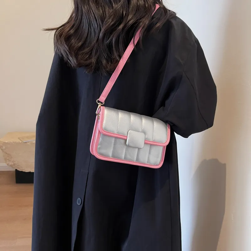 REDOO PU Portable Crossbody Bag, Shoulder Bag Regular Women's White & Pink/White & Black/Silver & Pink-13