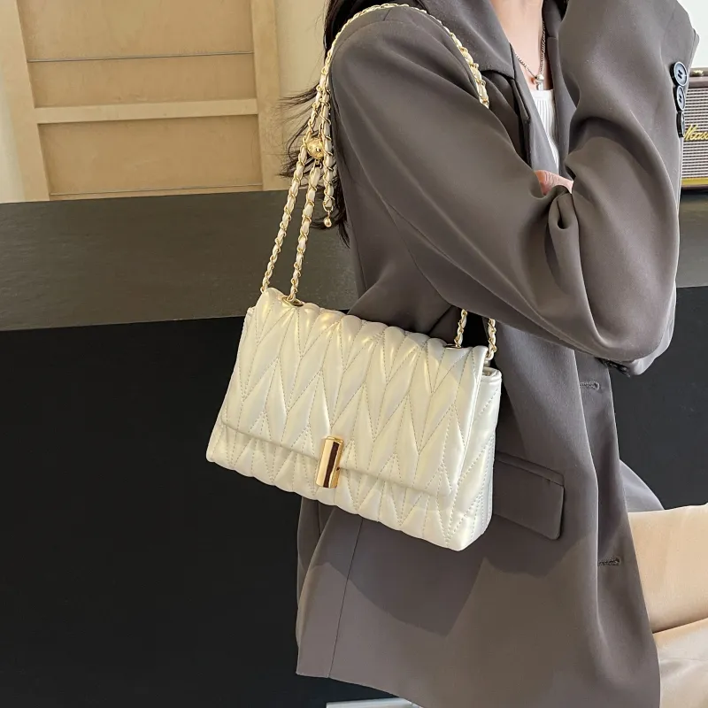 REDOO PU Portable Crossbody Bag, Shoulder Bag Women's White/Silver/Black/Pink-1
