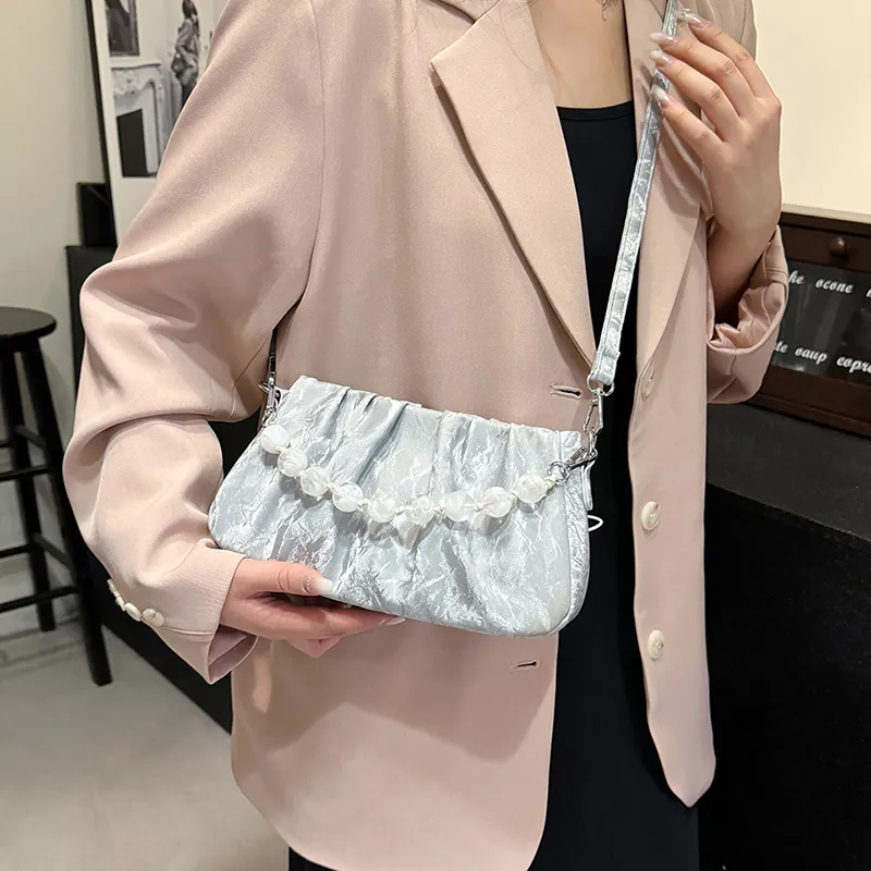 REDOO Mercerized Velour Shoulder Bag Regular Women's White/Silver/Black/Green/Pink-8