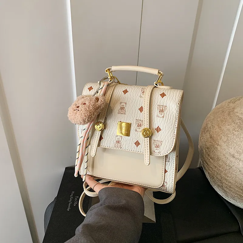 REDOO PU Backpack Women's Ecru/Pink/Brown/White & Khaki-7