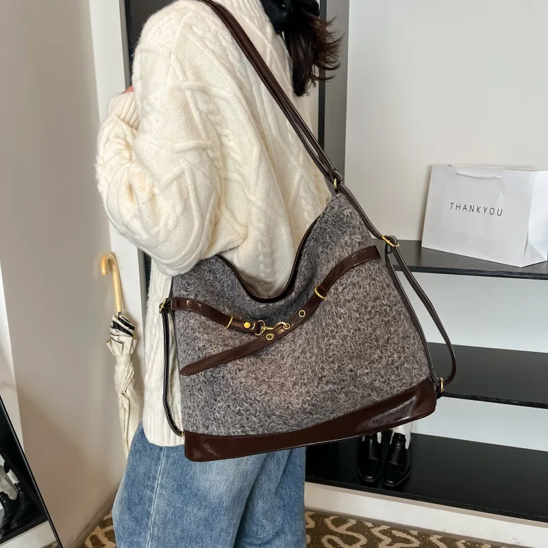 REDOO Woolen Handbag, Shoulder Bag, Crossbody Bag, Backpack Regular Women's Multicolor-13