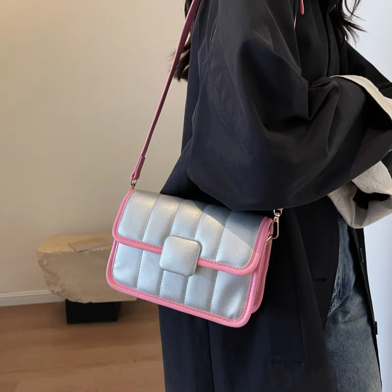 REDOO PU Portable Crossbody Bag, Shoulder Bag Regular Women's White & Pink/White & Black/Silver & Pink-12