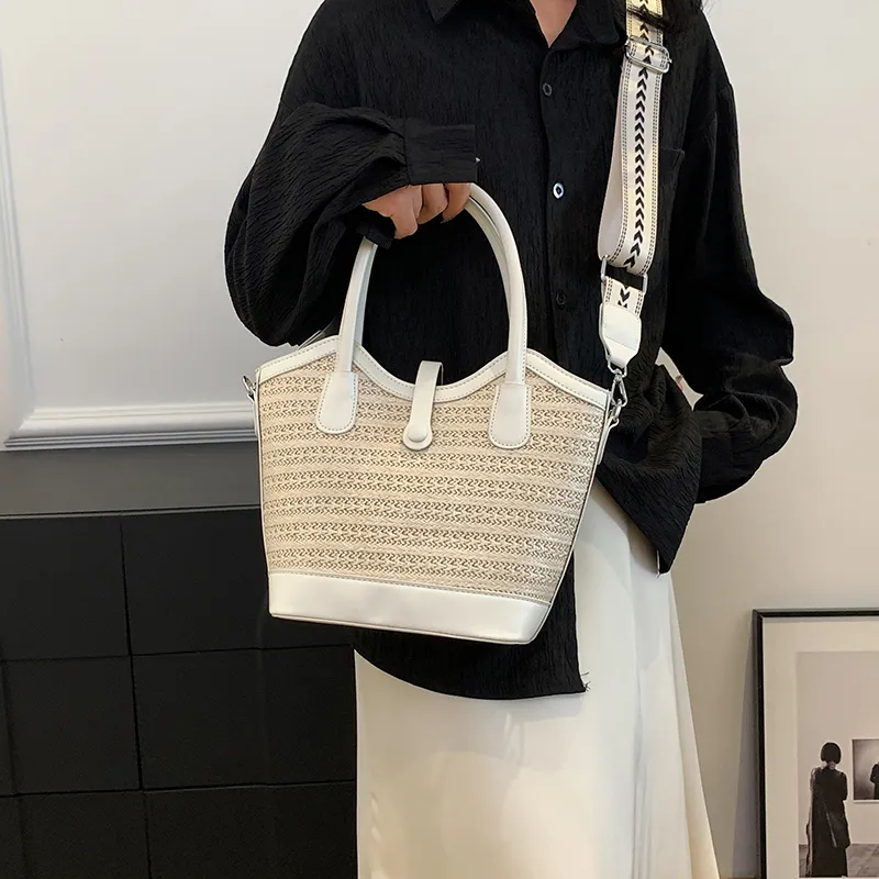 REDOO Woven Shoulder Bag, Crossbody Bag, Handbag Regular Women's White/Black/Khaki/Brown-2