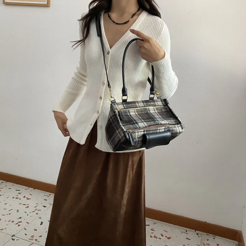 REDOO Woolen Crossbody Bag, Handbag Regular Women's Black/Coffee/Brown-4