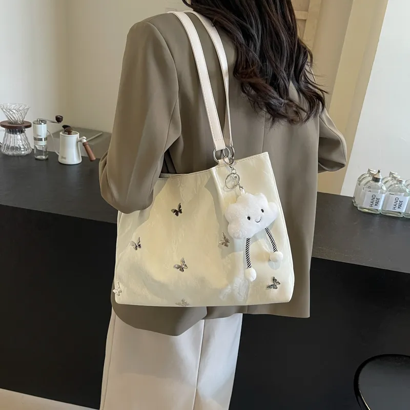 REDOO PU Tote Bag, Shopping Bag, Handbag, Shoulder Bag Women's Ecru/Silver/Blue/Black-4
