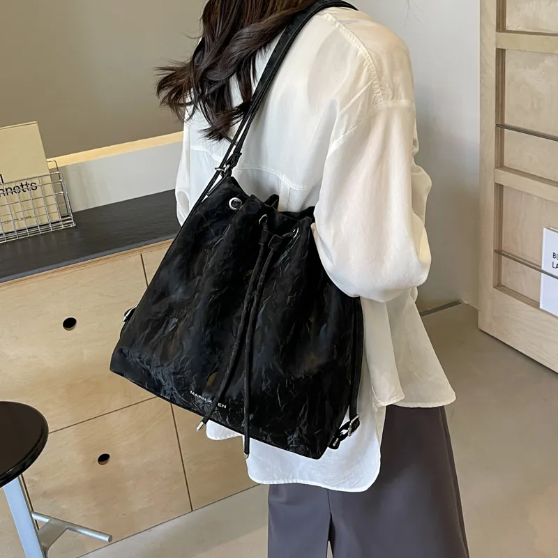 REDOO PU Double Shoulder Portable Crossbody Bag, Shoulder Bag Women's Ecru/Silver/Black-14