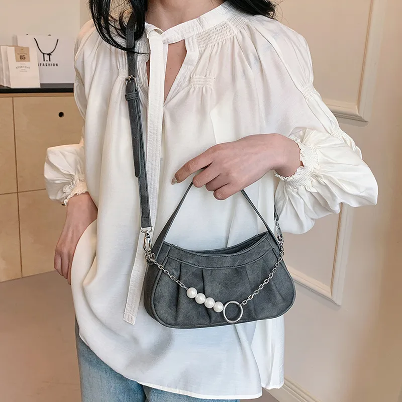 REDOO PU Shoulder Bag Regular Women's Ecru/Gray/Blue/Pink-7