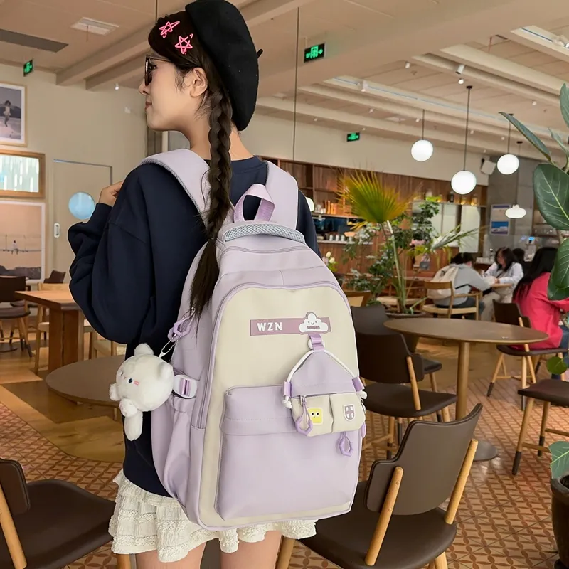 REDOO Nylon Backpack Women's Black/Red/Pink/Purple/Khaki/Orange-7