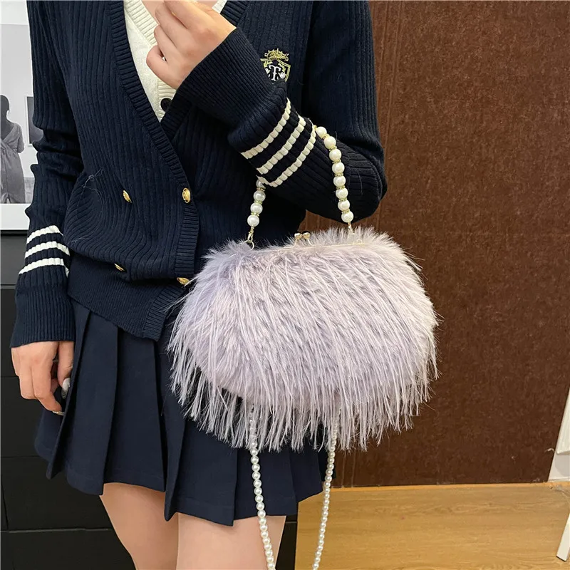 REDOO Plush Handbag Women's White/Pink/Khaki/Black/Purple-17