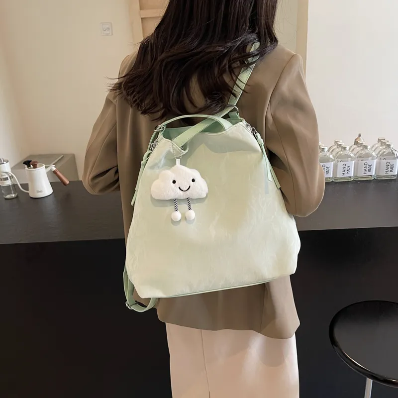REDOO PU Portable Double Shoulder Backpack Regular Women's Silver/Ecru/Blue/Green/Black-14