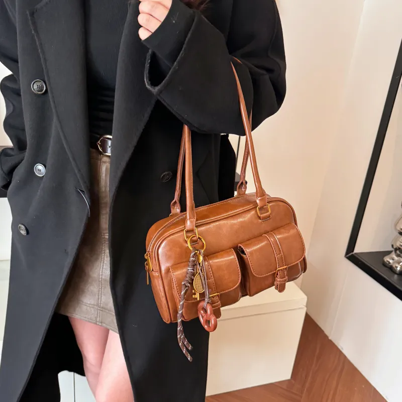 REDOO PU Shoulder Bag Women's Brown/Coffee/Black-19