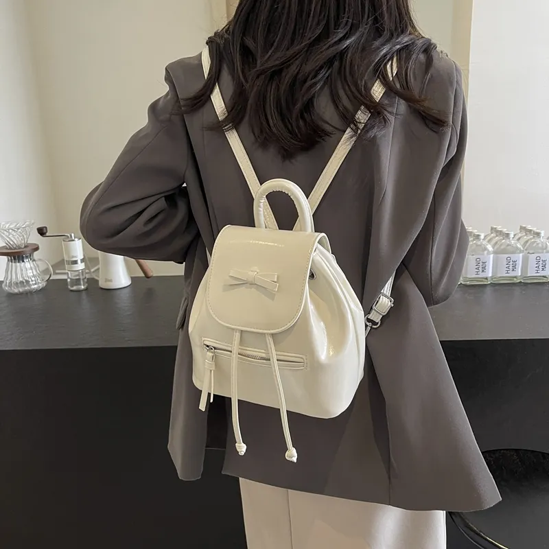 REDOO PU Backpack Women's White/Silver/Red/Black-1