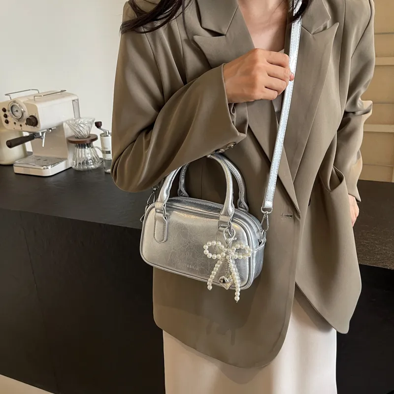 REDOO PU Shoulder Bag, Crossbody Bag, Handbag Women's Ecru/Silver/Black/Burgundy-9