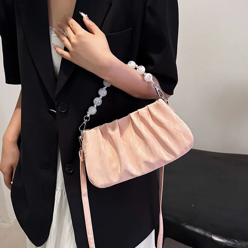 REDOO Mercerized Velour Shoulder Bag Regular Women's White/Silver/Black/Green/Pink-26