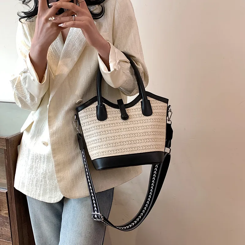 REDOO Woven Shoulder Bag, Crossbody Bag, Handbag Regular Women's White/Black/Khaki/Brown-7