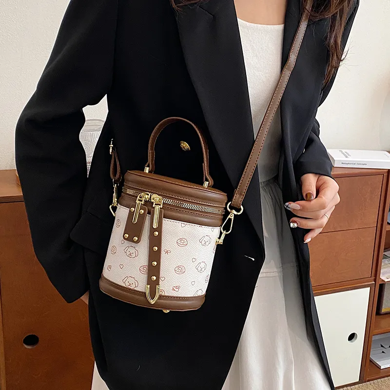 REDOO PU Handbag Women's White/Coffee-2