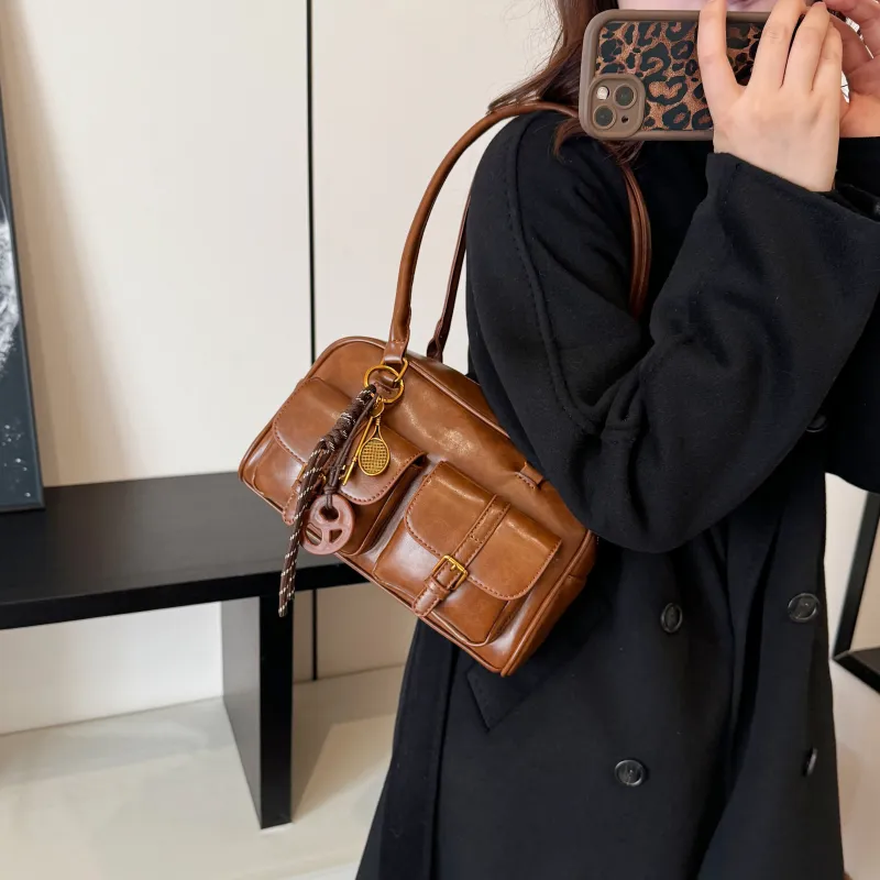 REDOO PU Shoulder Bag Women's Brown/Coffee/Black-17