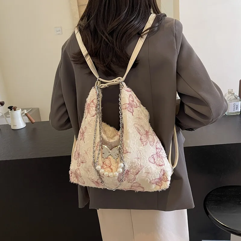 REDOO PU Portable Double Shoulder Backpack Women's Black Butterfly/Gray Butterfly/Red Butterfly/Green Butterfly-10