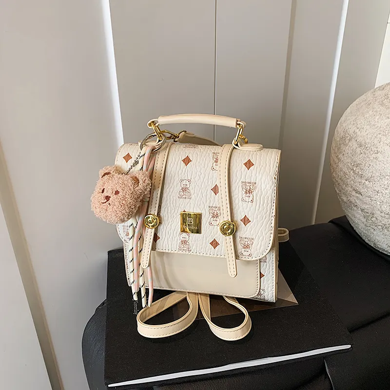REDOO PU Backpack Women's Ecru/Pink/Brown/White & Khaki-1