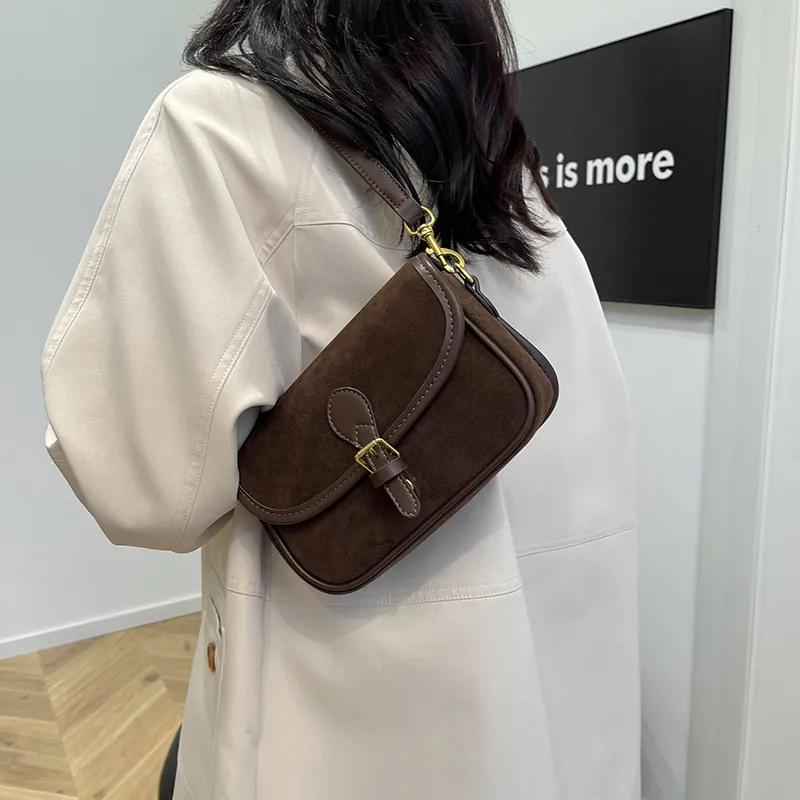 REDOO Suede Shoulder Bag Regular Women's Brown/Coffee/Burgundy/Black-7