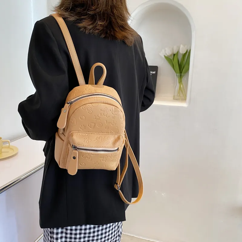 REDOO PU Backpack Women's Ecru/Black/Khaki-8