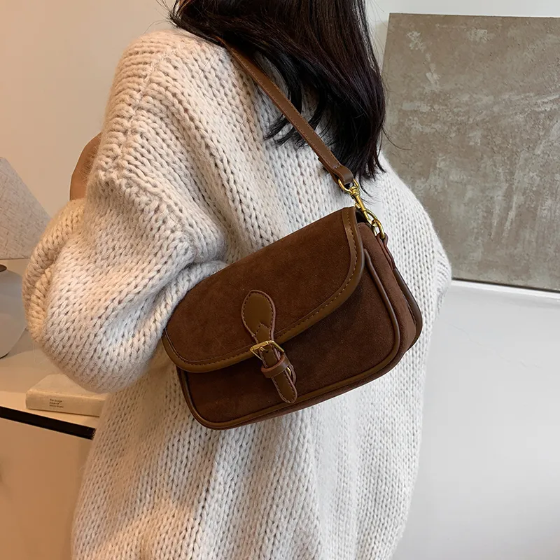 REDOO Suede Shoulder Bag Regular Women's Brown/Coffee/Burgundy/Black-3