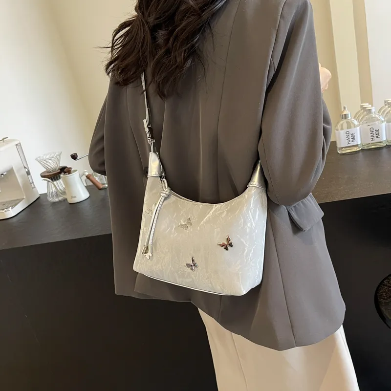 REDOO PU One Shoulder Handbag Women's Black/Ecru/Silver/Blue-8