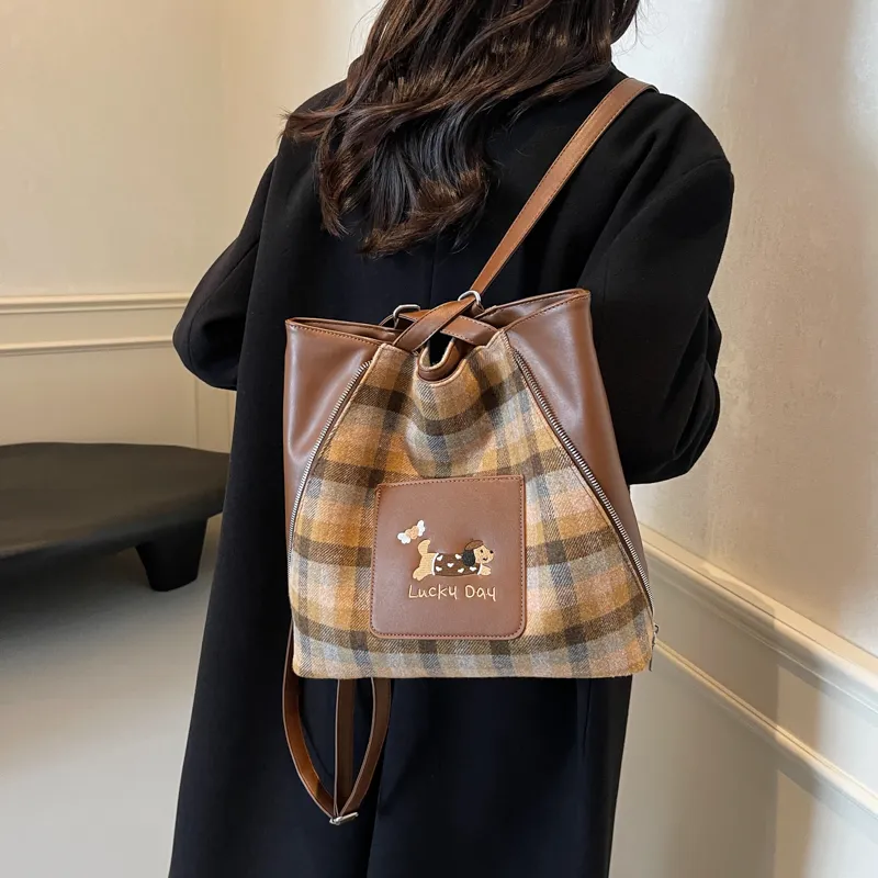 REDOO PU Backpack Shoulder Bag Women's Brown/Black/Coffee-2