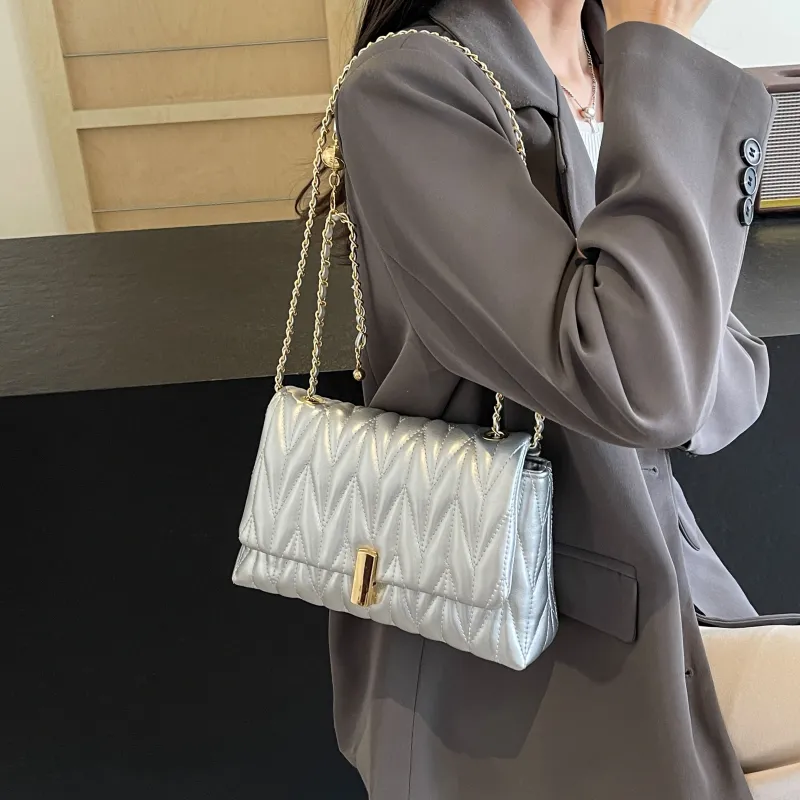 REDOO PU Portable Crossbody Bag, Shoulder Bag Women's White/Silver/Black/Pink-6