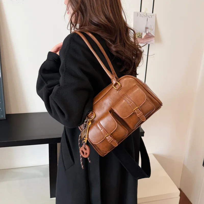 REDOO PU Shoulder Bag Women's Brown/Coffee/Black-18
