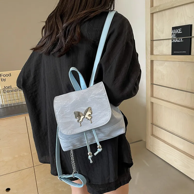 REDOO PU Backpack Regular Women's Silver/Ecru/Blue-12