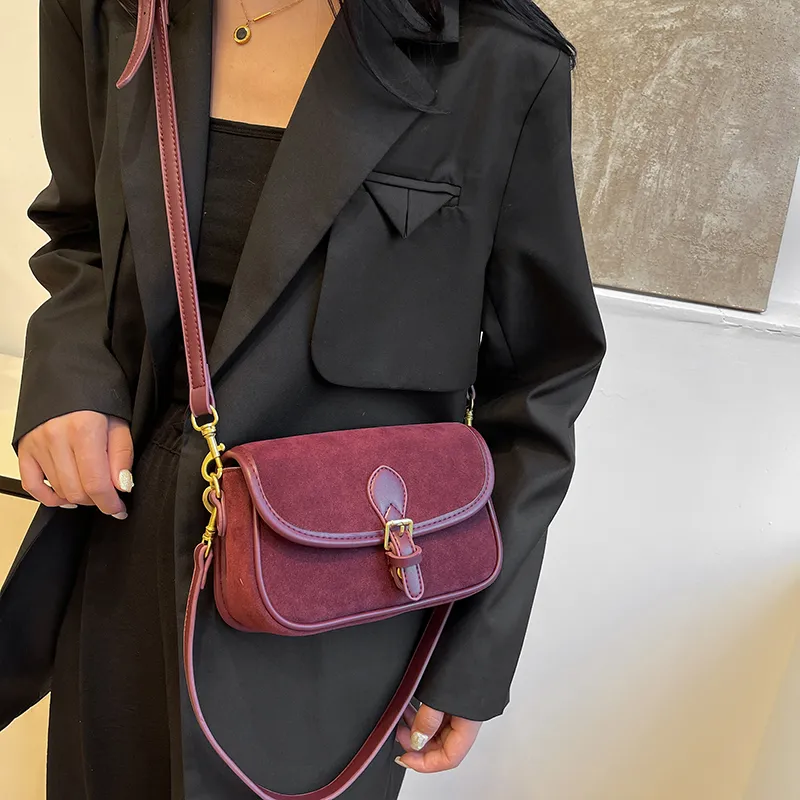 REDOO Suede Shoulder Bag Regular Women's Brown/Coffee/Burgundy/Black-11