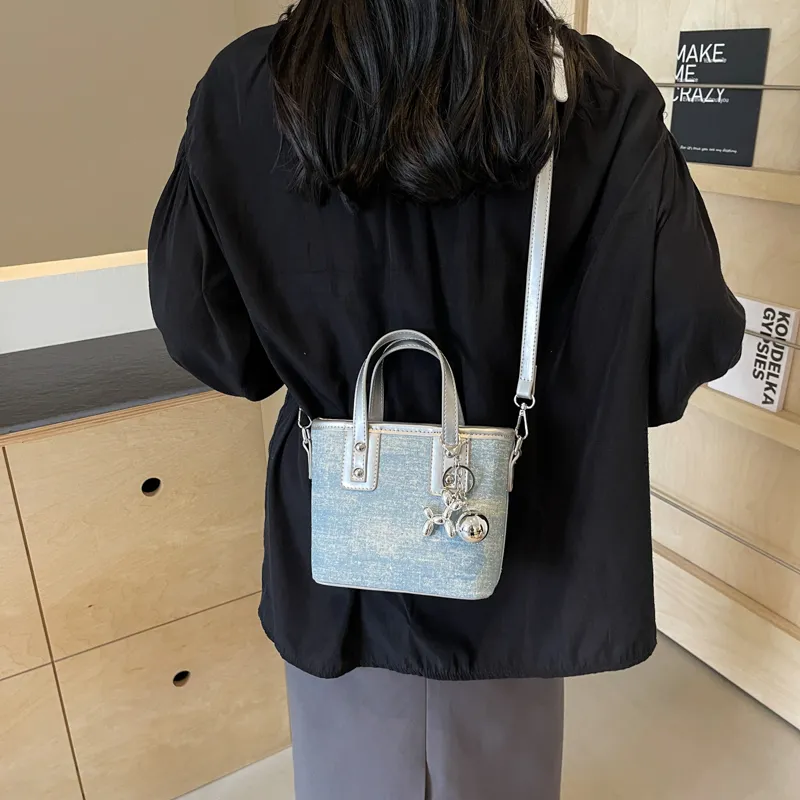 REDOO Denim Shoulder Bag, Crossbody Bag, Handbag Regular Women's Blue/Ecru/Silver/Pink-13